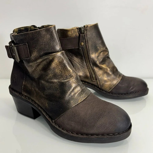 Fly London Dape Bronze Brown Leather Buckle Detail Ankle Boot Size 38/37 - Picture 7 of 12